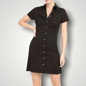 Theory Black Short Sleeve Button-Down Dress | Size 14 | New With Tags